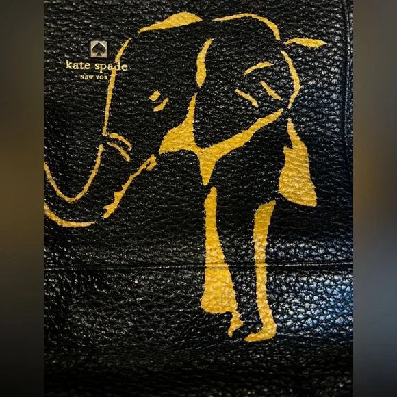 Kate Spade Black Leather Bag with Custom Girl & Elephant Graphic - Picture 4 of 4